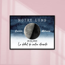 Charger l'image dans la galerie, Phase de Lune Passe partout personnalisé, Saint-Valentin Cadeaux pour couple, Épouse et mari, Le début de notre éternité