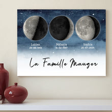 Charger l'image dans la galerie, Phase de Lune Poster personnalisé, Saint-Valentin Cadeaux pour couple, Famille Nom