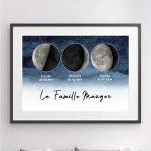 Charger l'image dans la galerie, Phase de Lune Poster personnalisé, Saint-Valentin Cadeaux pour couple, Famille Nom