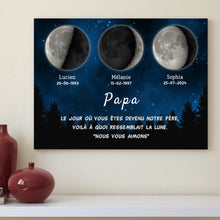 Charger l'image dans la galerie, Phase de Lune Passe partout personnalisé, Fête des pères Cadeaux pour couple papa, Le jour où vous êtes devenu notre père