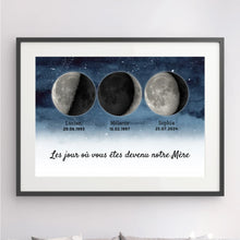 Charger l'image dans la galerie, Phase de Lune Toile personnalisé, Cadeaux pour couple maman, Fête des Mères, Le jour où vous êtes devenu notre Mère