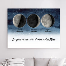 Charger l'image dans la galerie, Phase de Lune Toile personnalisé, Cadeaux pour couple maman, Fête des Mères, Le jour où vous êtes devenu notre Mère
