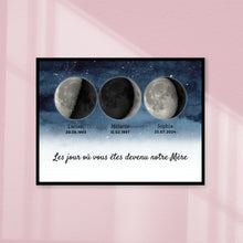 Charger l'image dans la galerie, Phase de Lune Toile personnalisé, Cadeaux pour couple maman, Fête des Mères, Le jour où vous êtes devenu notre Mère