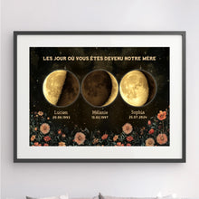 Charger l'image dans la galerie, Phase de Lune Fleurs vintage Poster personnalisé, Fête des Mères Cadeaux pour maman, Le jour où vous êtes devenu notre Mère