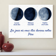 Charger l'image dans la galerie, Phase de Lune bleue Toile personnalisé, Fête des pères pour papa, Le jour où vous êtes devenu notre père