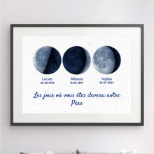 Charger l'image dans la galerie, Phase de Lune bleue Toile personnalisé, Fête des pères pour papa, Le jour où vous êtes devenu notre père