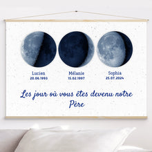 Charger l'image dans la galerie, Phase de Lune bleue Toile personnalisé, Fête des pères pour papa, Le jour où vous êtes devenu notre père