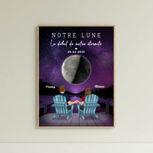 Charger l'image dans la galerie, Phase de lune et message Toile personnalisée, Saint-Valentin Cadeaux pour couple, de mariage, Notre lune