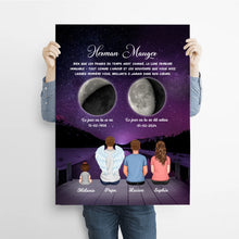 Charger l'image dans la galerie, Phase de Lune Art Mémorial Sympathie Cadeau Personnalisé Toile, commémorer le décès d'un père, grand-père
