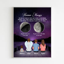 Charger l'image dans la galerie, Phase de Lune Art Mémorial Sympathie Cadeau Personnalisé Toile, commémorer le décès d'un père, grand-père