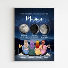 Charger l'image dans la galerie, Mère et Filles Phase de Lune Poster personnalisé, Fête des Mères, TU ES DEVENU NOTRE Maman