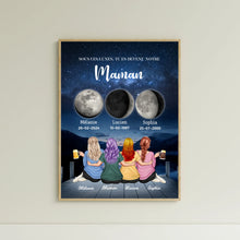 Charger l'image dans la galerie, Mère et Filles Phase de Lune Poster personnalisé, Fête des Mères, TU ES DEVENU NOTRE Maman