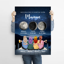 Charger l'image dans la galerie, Mère et Filles Phase de Lune Poster personnalisé, Fête des Mères, TU ES DEVENU NOTRE Maman