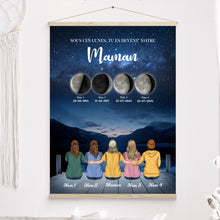 Charger l'image dans la galerie, Mère et Filles et Fils Phase de Lune Toile personnalisé, Fête des Mères, TU ES DEVENU NOTRE Maman