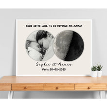 Charger l'image dans la galerie, Phase de lune Poster personnalisée Photo, Cadeaux pour nouvelle maman, papa, Sous cette lune, tu es devenue ma mère