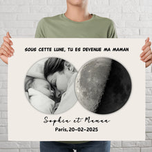 Charger l'image dans la galerie, Phase de lune Poster personnalisée Photo, Cadeaux pour nouvelle maman, papa, Sous cette lune, tu es devenue ma mère
