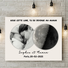 Charger l'image dans la galerie, Phase de lune Poster personnalisée Photo, Cadeaux pour nouvelle maman, papa, Sous cette lune, tu es devenue ma mère
