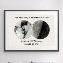 Charger l'image dans la galerie, Phase de lune Poster personnalisée Photo, Cadeaux pour nouvelle maman, papa, Sous cette lune, tu es devenue ma mère