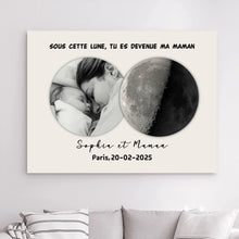 Charger l'image dans la galerie, Phase de lune Poster personnalisée Photo, Cadeaux pour nouvelle maman, papa, Sous cette lune, tu es devenue ma mère