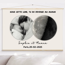 Charger l'image dans la galerie, Phase de lune Poster personnalisée Photo, Cadeaux pour nouvelle maman, papa, Sous cette lune, tu es devenue ma mère