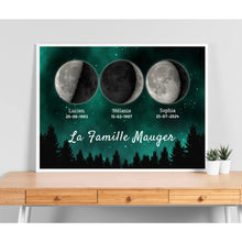 Charger l'image dans la galerie, Phase de Lune  Poster personnalisé, Saint-Valentin Cadeaux pour couple, Épouse et mari, Famille Nom
