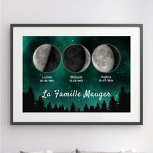Charger l'image dans la galerie, Phase de Lune  Poster personnalisé, Saint-Valentin Cadeaux pour couple, Épouse et mari, Famille Nom