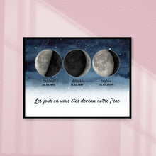 Charger l'image dans la galerie, Phase de Lune Poster personnalisé, Cadeaux pour couple papa, Fête des pères, Le jour où vous êtes devenu notre père