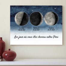 Charger l'image dans la galerie, Phase de Lune Poster personnalisé, Cadeaux pour couple papa, Fête des pères, Le jour où vous êtes devenu notre père