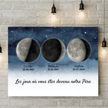 Charger l'image dans la galerie, Phase de Lune Poster personnalisé, Cadeaux pour couple papa, Fête des pères, Le jour où vous êtes devenu notre père