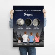 Charger l'image dans la galerie, Phase de Lune Poster personnalisé, Fête des pères pour papa, TU ES DEVENU NOTRE Papa