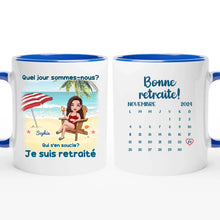 Charger l'image dans la galerie, Date d'anniversaire Mug Calendrier personnalisé, Fête des mères Cadeaux pour maman, Plage, été, Je suis retraité