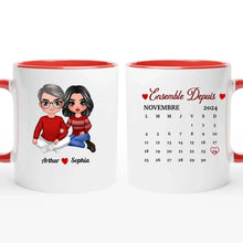 Charger l'image dans la galerie, Date d'anniversaire Mug	Calendrier personnalisé,  Saint-Valentin Cadeaux pour couple, Épouse et mari, Ensemble Depuis