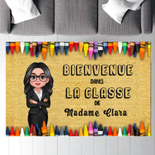 Charger l'image dans la galerie, Enseignante Colorée Crayon Bienvenue dans La classe Paillasson personnalisé, Tapis Cadeaux pour la fête des enseignants
