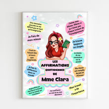 Charger l'image dans la galerie, Enseignante Impression sur table personnalisée, Cadeaux pour la fête des enseignants, Affirmations quotidiennes de l'enseignant