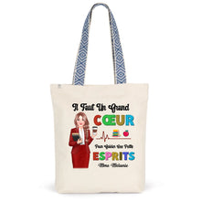 Charger l'image dans la galerie, Enseignante Sac fourre-tout personnalisée, Cadeaux pour la fête des enseignants, Tote bag Il faut un grand cœur pour guider les petits esprits