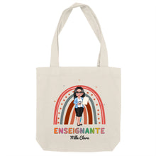 Charger l'image dans la galerie, Enseignante Sac fourre-tout personnalisée, Tote bag Cadeaux pour la fête des enseignants, Enseignant, arc-en-ciel