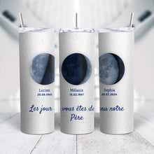 Charger l'image dans la galerie, Phase de Lune bleue Gobelet personnalisé, Tumbler pour Fête des pères pour papa, Le jour où vous êtes devenu notre père
