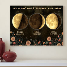 Charger l'image dans la galerie, Phase de Lune Fleurs vintage Gobelet personnalisé, Tumbler Fête des Mères pour maman, Le jour où vous êtes devenu notre Mère