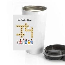 Charger l'image dans la galerie, Mots croisé Tasse de voyage personnalisée Famille Noms, Tumbler cadeau pour Famille, Maman at papa chien, chat