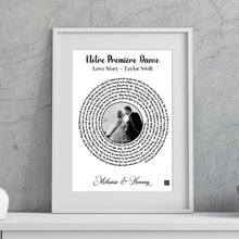 Charger l'image dans la galerie, Paroles de chanson poster personnalisée, couple photo musical, cadeau pour d'anniversaire, chanson de mariage danse