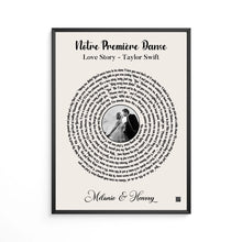 Charger l'image dans la galerie, Paroles de chanson poster personnalisée, couple photo musical, cadeau pour d'anniversaire, chanson de mariage danse