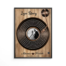 Charger l'image dans la galerie, Paroles chanson poster personnalisée couple photo musical cadeau pour d'anniversaire, chanson de mariage danse