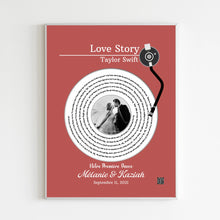 Charger l'image dans la galerie, Paroles chanson Toile à suspendre personnalisée couple photo musical cadeau pour d'anniversaire, chanson de mariage danse