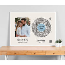 Charger l'image dans la galerie, Photo couple Toile personnalisée, Cadeau d'anniversaire de mariage avec code QR pour la première danse du couple