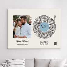 Charger l'image dans la galerie, Photo couple Toile personnalisée, Cadeau d'anniversaire de mariage avec code QR pour la première danse du couple