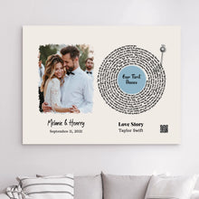 Charger l'image dans la galerie, Photo couple Toile personnalisée, Cadeau d'anniversaire de mariage avec code QR pour la première danse du couple