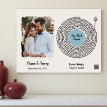 Charger l'image dans la galerie, Photo couple Toile personnalisée, Cadeau d'anniversaire de mariage avec code QR pour la première danse du couple