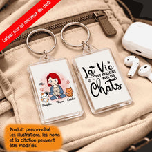 Charger l'image dans la galerie, Jusqu'à 9 chats, Porte-clés rectangulaire chat personnalisé, tasse maman chat, juste une fille qui aime les chats