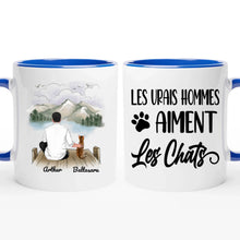 Charger l'image dans la galerie, Jusqu'à 6 chats, Porte-clés rectangulaire personnalisé chat et maître, tasse papa chat, la vie est meilleure avec les chats