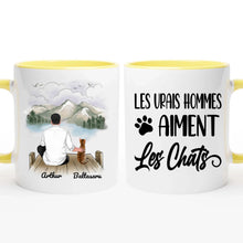 Charger l'image dans la galerie, Jusqu'à 6 chats, Porte-clés rectangulaire personnalisé chat et maître, tasse papa chat, la vie est meilleure avec les chats